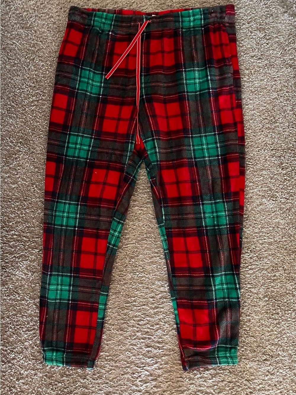 Men’s Red and Green Plaid Pajama Pants - Cozy Holiday Lounge Bottoms